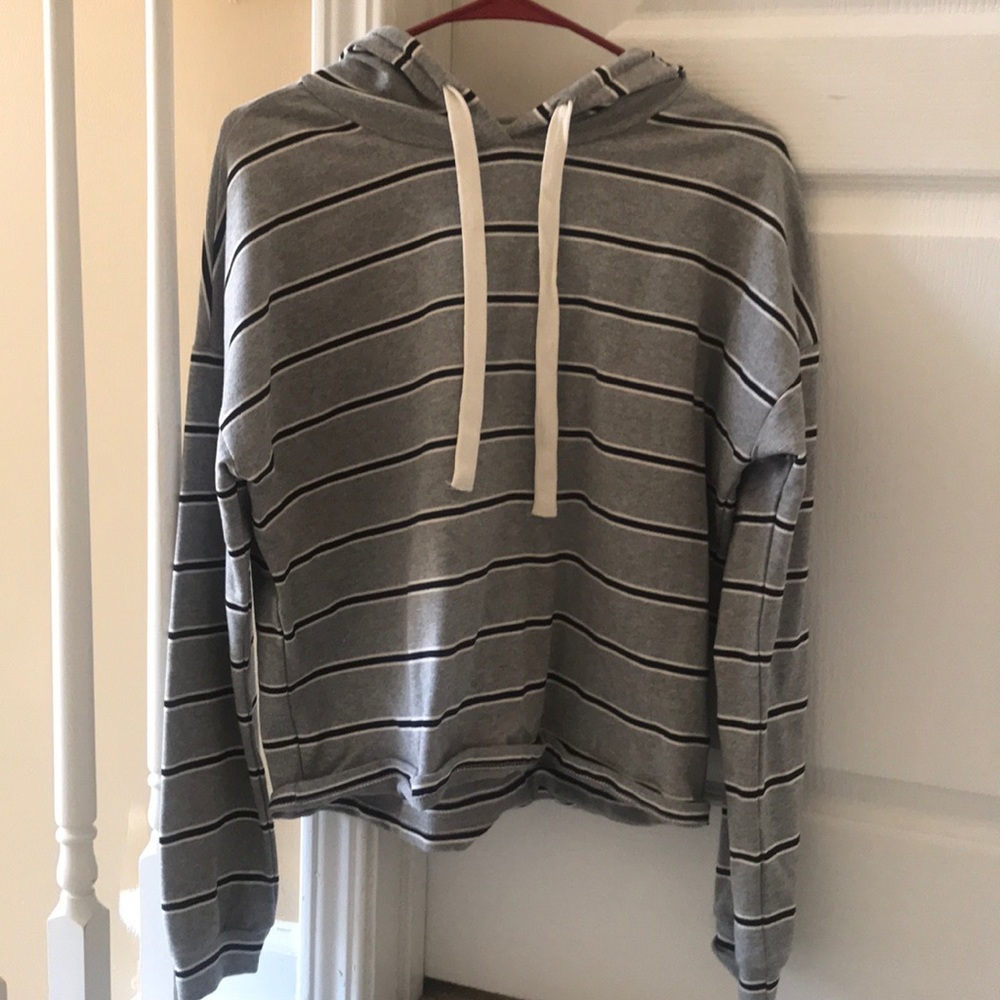 Hooded Gray Striped Shirt